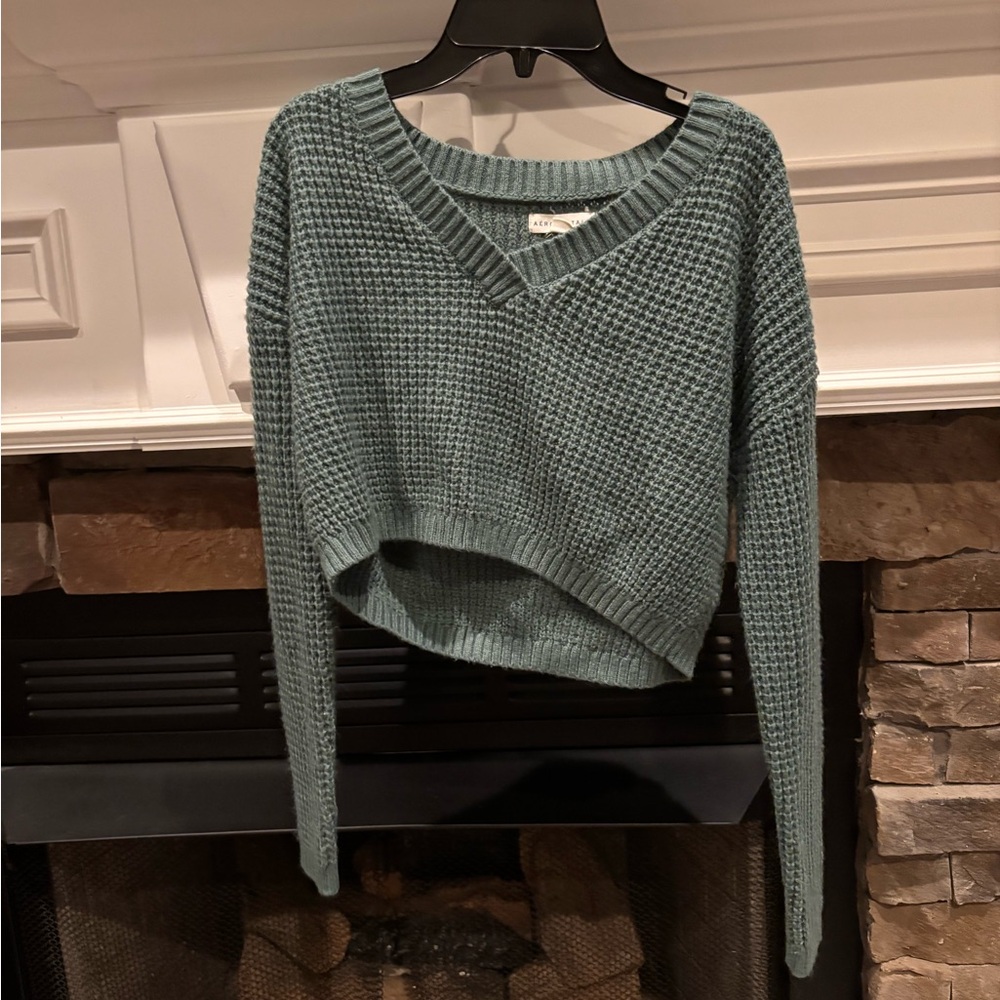 Aeropostale Teal V-Neck Sweater